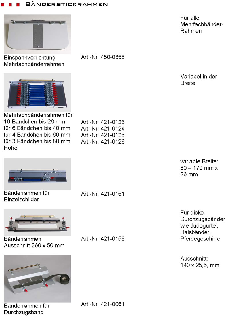 Bnderstickrahmen fr Fortron Stickmaschine