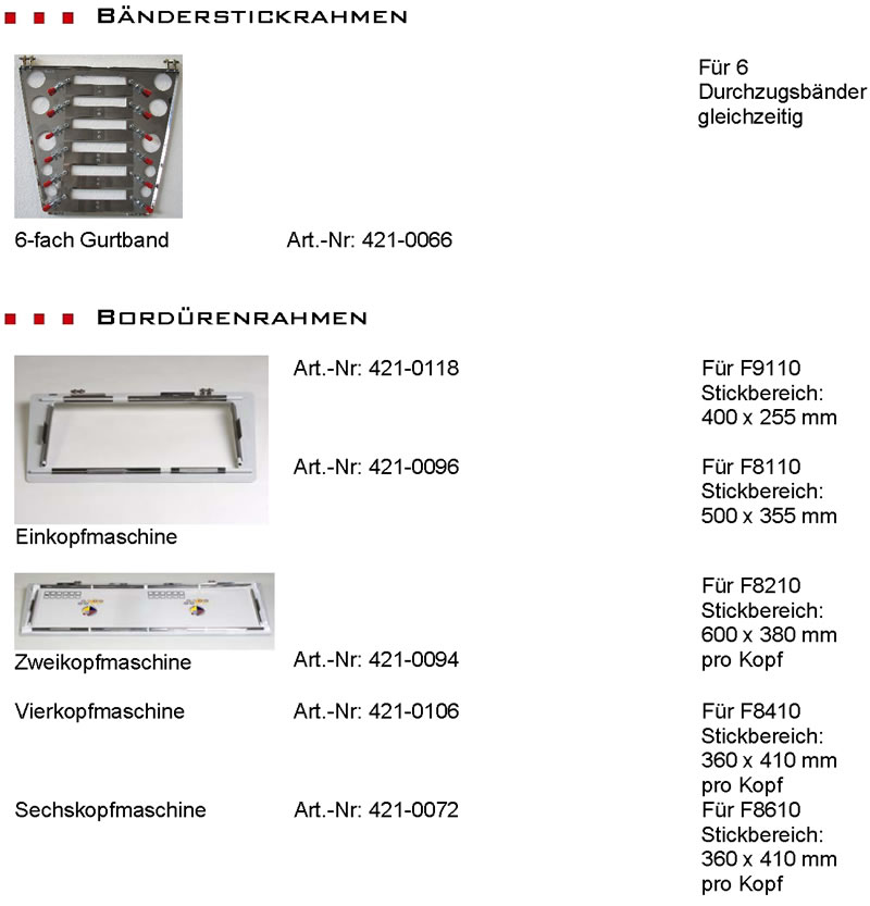 Bordrenrahmenrahmen fr Fortron Stickmaschine