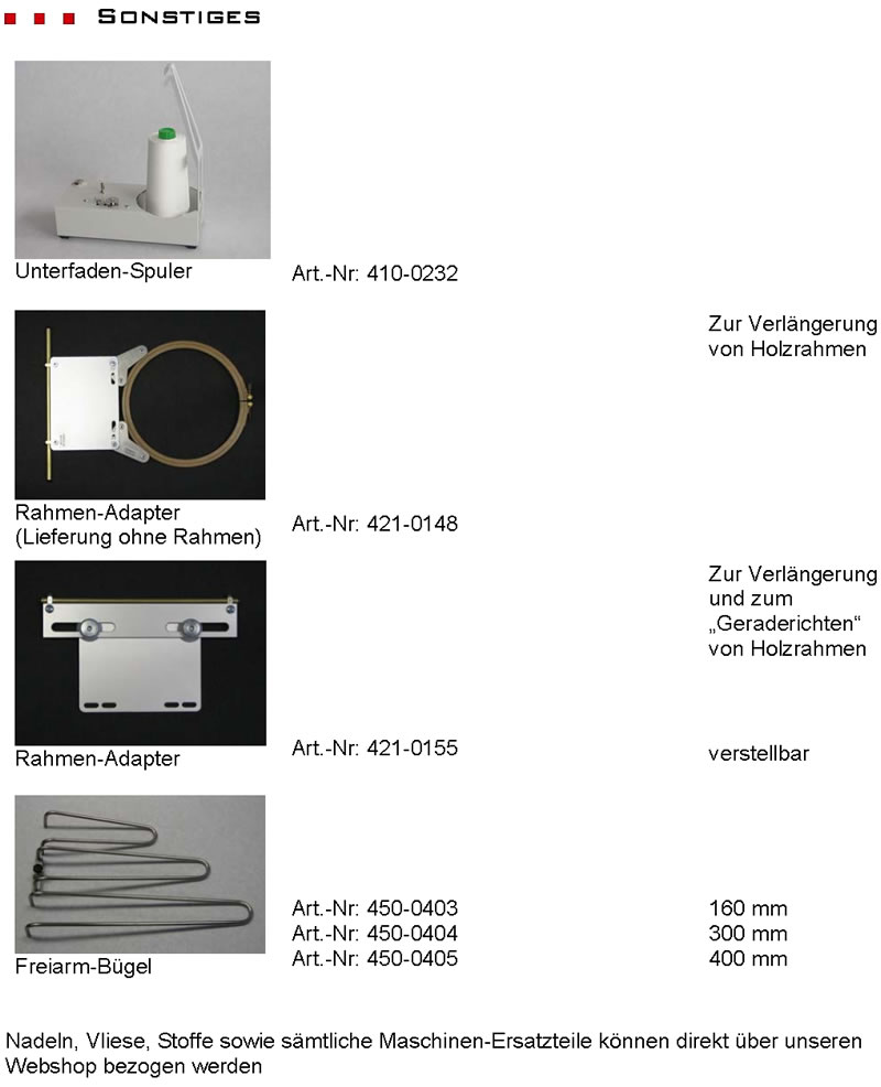 Sonstiges fr Fortron Stickmaschine